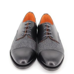 Classic black leather and wool derby shoes